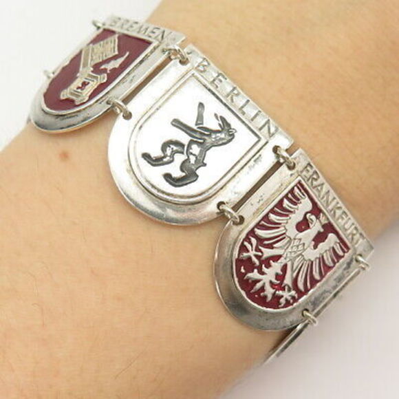 835 Silver Vintage Enamel Cities of Germany Panel Link...